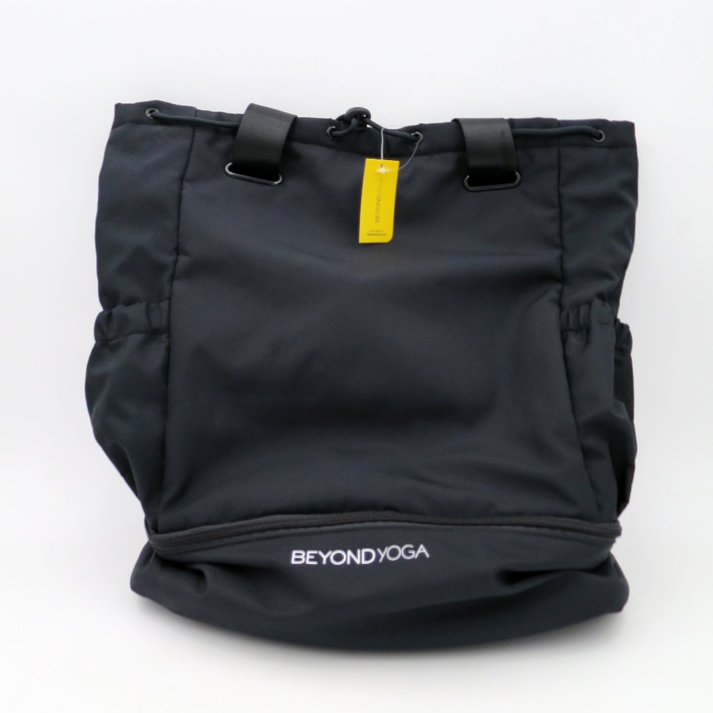 Nwt Beyond Yoga Black Drawstring Convertible Gym Backpack W Bottom Compartment
